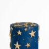 Top tier of luxury contemporary, customisable, celebration cake, Cosmos Star by Decorum Taste, in deep blue with flecks of edible gold and golden stars.