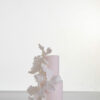 Two tier elegant contemporary wedding cake, Eloise, in soft blush with large hand-crafted sugar flowers by Decorum Taste.