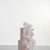 Two tier elegant contemporary wedding cake, Eloise, in soft blush with large hand-crafted sugar flowers by Decorum Taste.