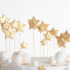 Top of luxury contemporary, customisable, celebration cake, Moon Baby by Decorum Taste, in ivory with stars and clouds.