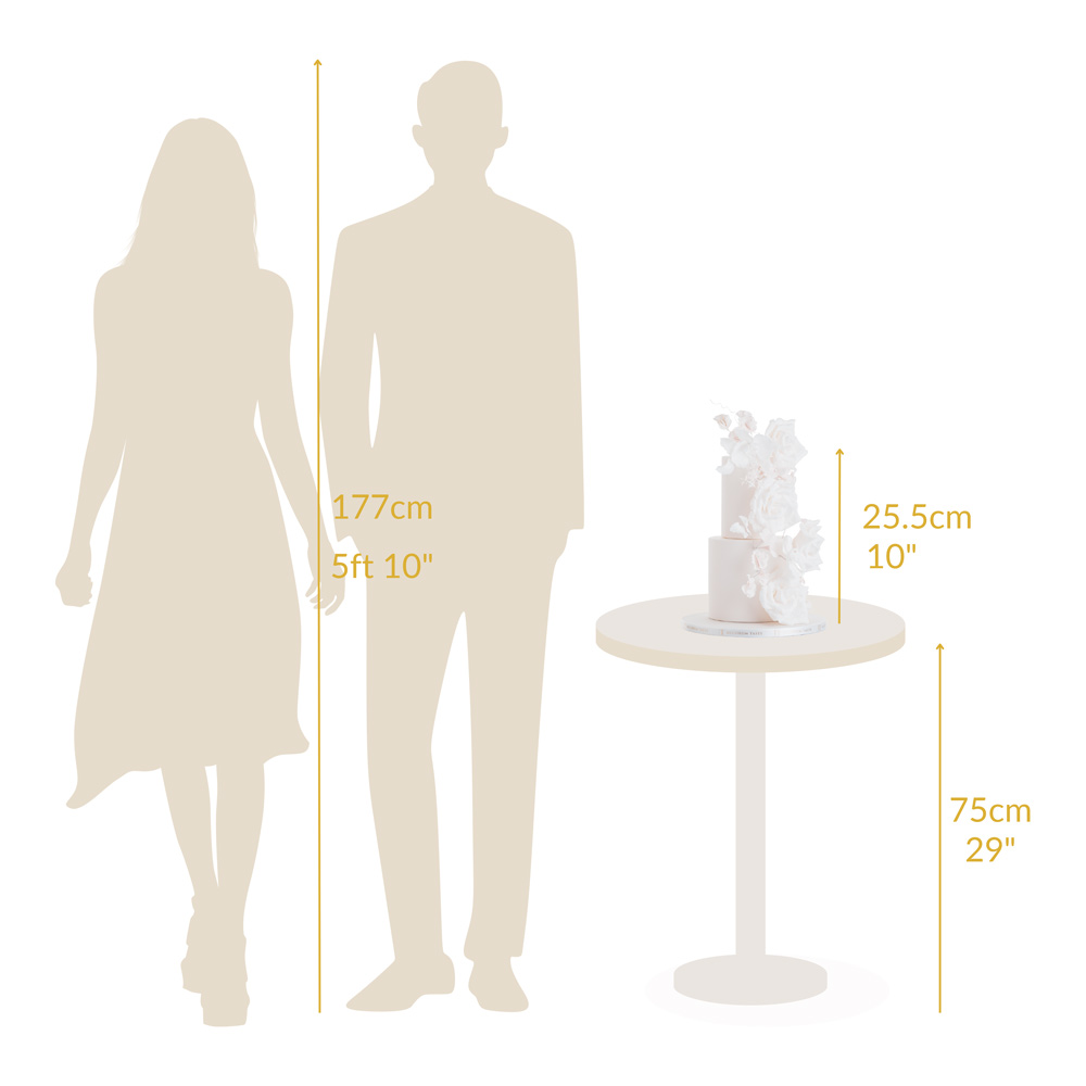 Infographic showing the respective height of a Decorum Taste 2 tier cake