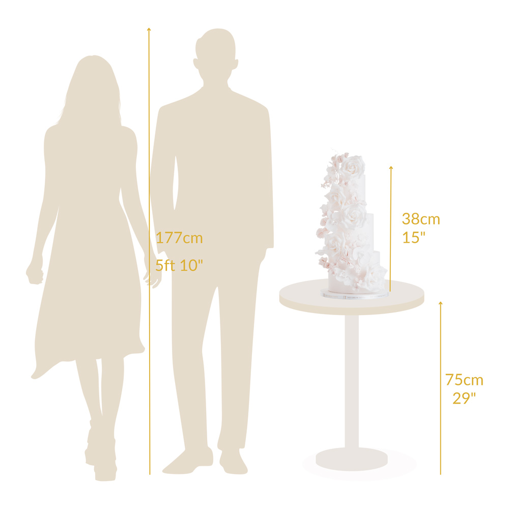 Infographic showing the respective height of a Decorum Taste 3 tier cake