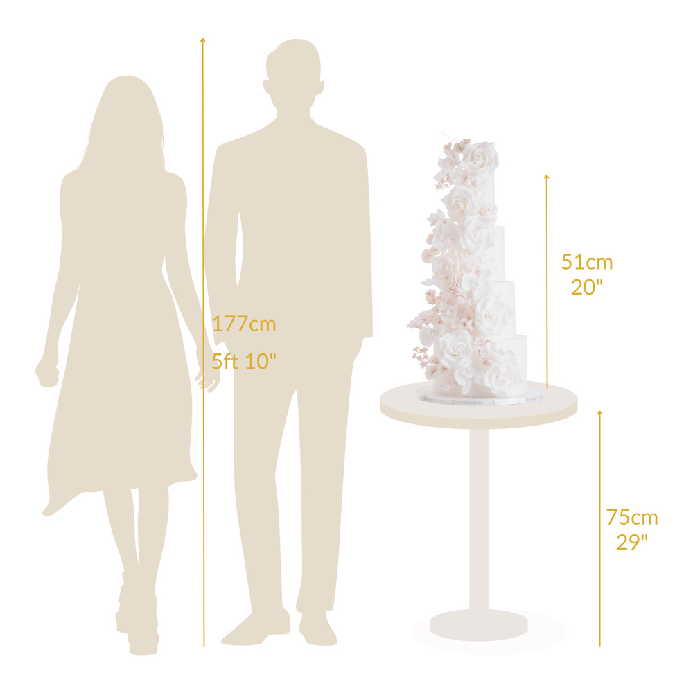 Infographic showing the respective height of a Decorum Taste 4 tier cake