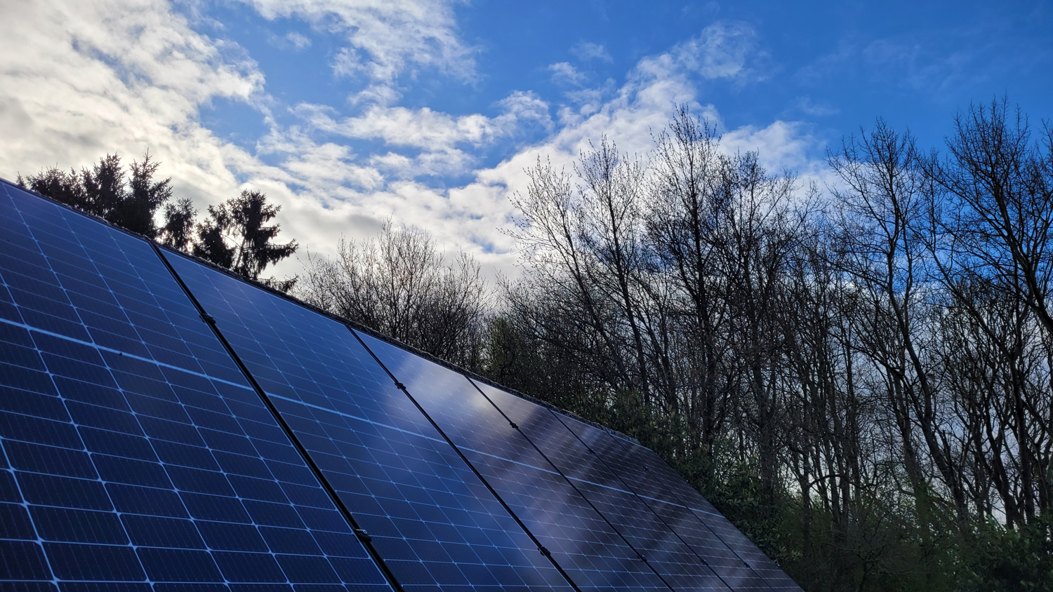 An array of solar panels on the roof of the Decorum Taste kitchen premises which allow for a sustainable source of electricity while baking our tasty cakes